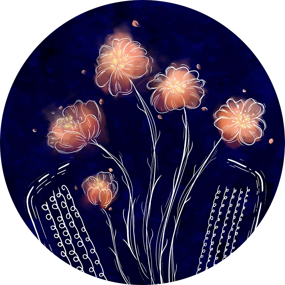 Logo de Thalia bal, esquissé au trait blanc sur fond noir ou bleu très foncé, d'un accordéon chromatique au milieu duquel poussent des fleurs, des églantines, roses sauvages. Musicienne, solo, musique à danser, mazurka éternelle.