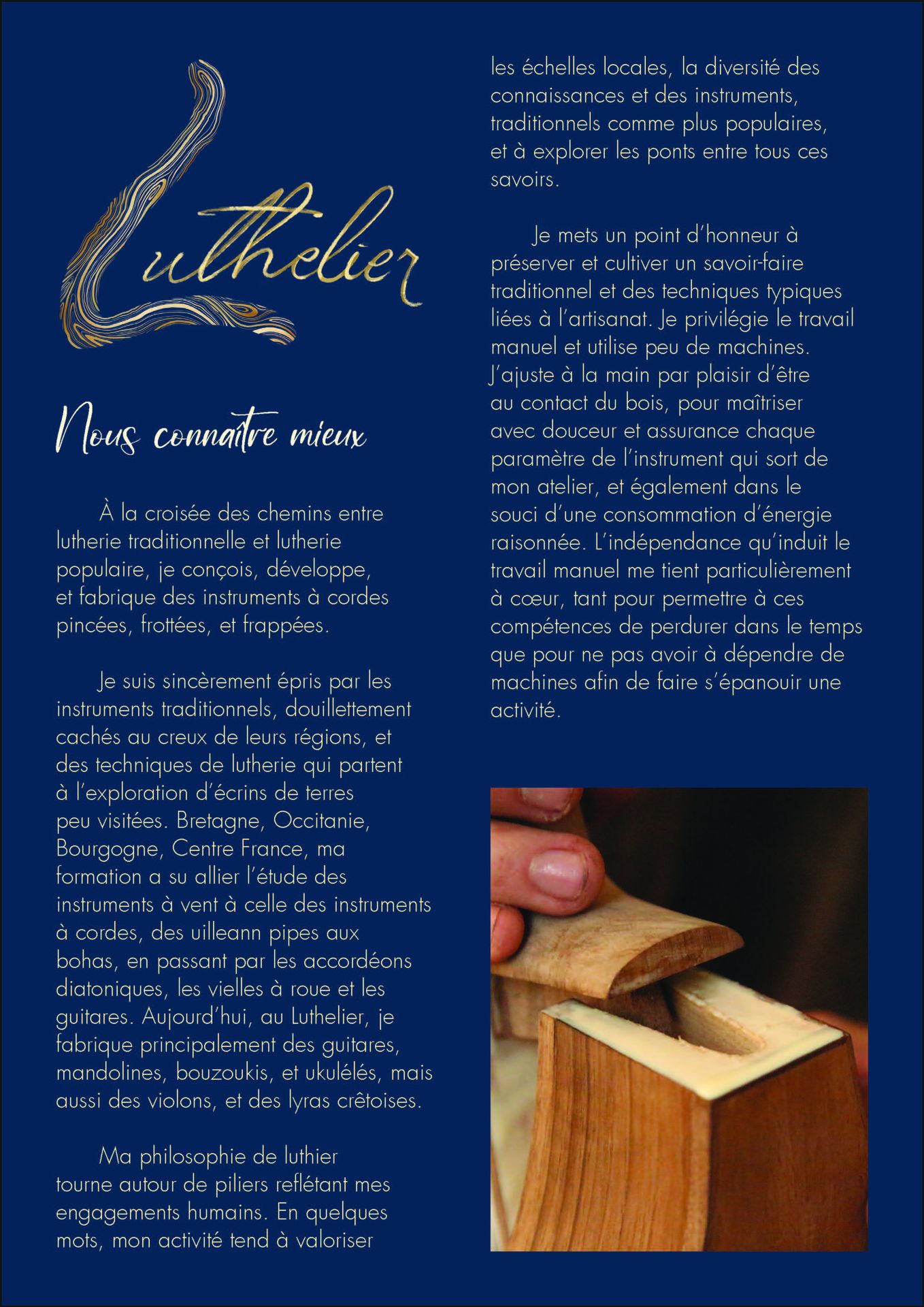 Brochure explicative de la philosophie Luthelier